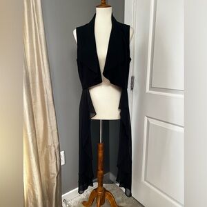 bebe sleeveless black vest with detachable chiffon trim